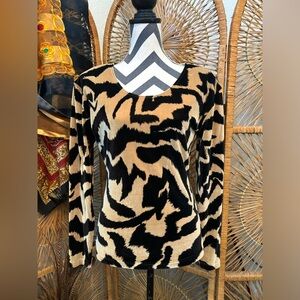 Vintage NWT Paolo Santini faux velvet tiger striped animal print spandex top